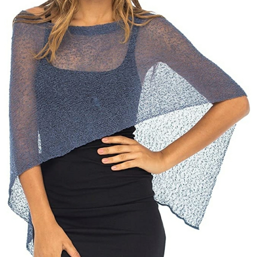NWOT Sheer Poncho Shrug Bolero, Lightweight Summer Shrug Pullover Sweater